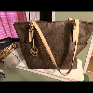 Michael Kors brown and tan signature tote